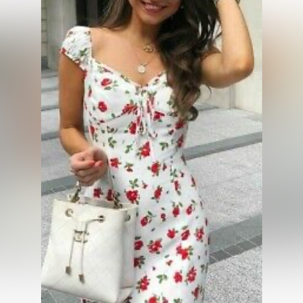 Zara Red Rose Mini Babydoll Dress Size S - Picture 4 of 10
